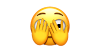 an emoji with his hands covering his eyes
